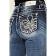 thumbnail image 2 of Miss Me Women's Dark Wash Mid Rise Fleur De Lis Bootcut Stretch Denim Jeans - M9193B 27W x 34L, 2 of 4