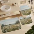 thumbnail image 6 of Wild Flowers 4 Pcs Shower Curtain Sets Bath Mat U-Shaped Floor Mat Toilet Lid Oval Rug Vintage Landscape Wildflower Oil Painting Waterproof Personality Pattern Bath Curtain for Bathroom Decor, 6 of 8