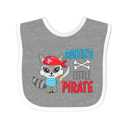 

Inktastic Auntie s Little Pirate Cute Raccoon with Sword Gift Baby Boy or Baby Girl Bib