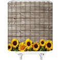 thumbnail image 3 of Sunflower Shower Curtain Yellow Flower Rustic Brown Wooden Plank Spring Floral Green Leaf Farmhouse Country Fabric Bathroom Decor Set with Hooks(70" Wx84 H), 3 of 3
