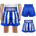 thumbnail image 5 of Haitryli Boys Sides Slit Metallic Boxing Shorts Color Block Satin Kickboxing Muay Thai Trunks Themed Party Dress Up Blue Silver 10, 5 of 6