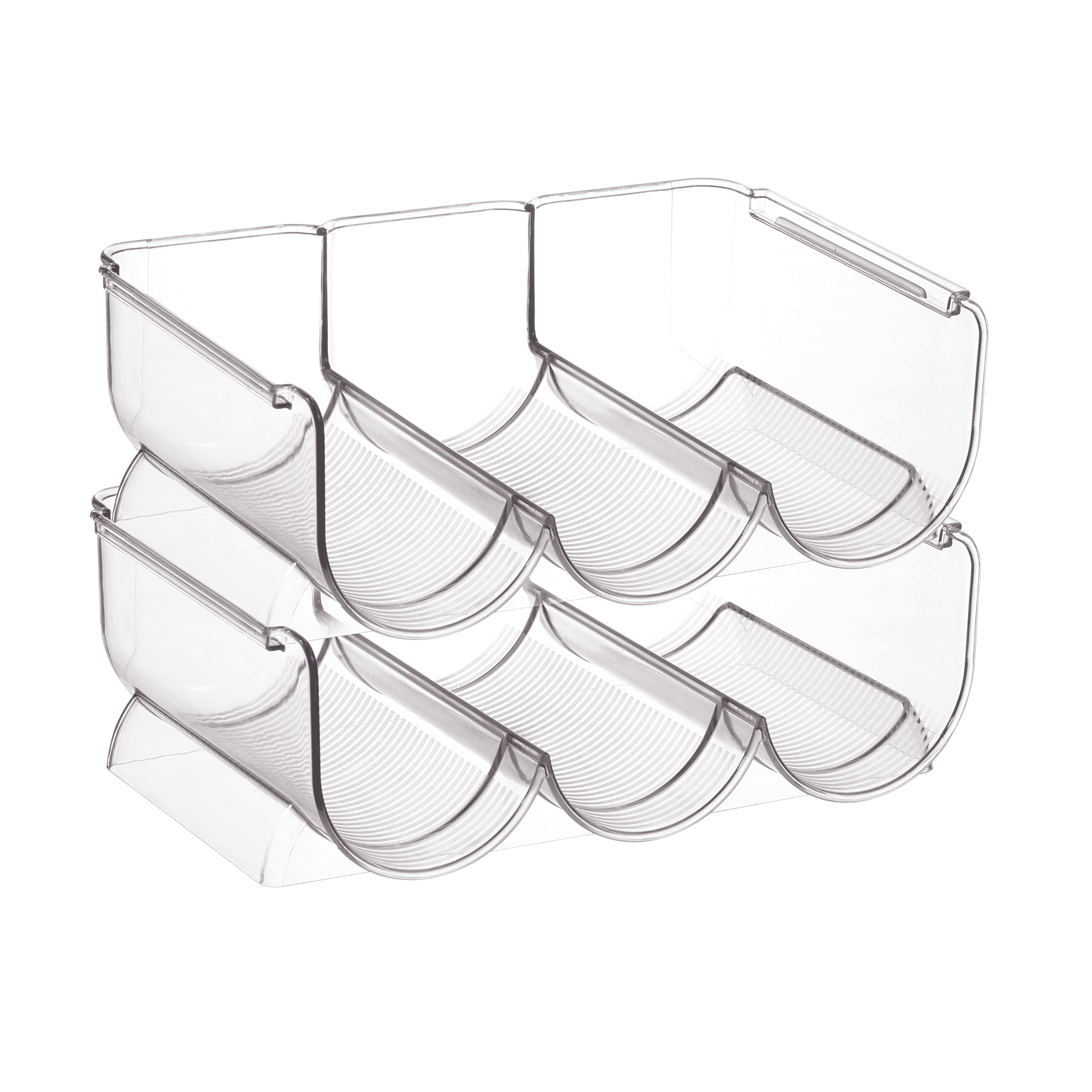 Plastic Free-Standing Stackable Storage Holder Rack - Water, Wine, and Drink Organizer Shelf for Kitchen Countertop, Cabinet, Pantry, Fridge, Freezer - Clear