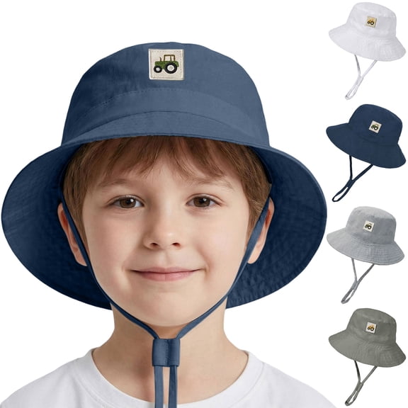 Ulanda Baby Sun Hat Smile Face Toddler UPF 50 Sun Protective Bucket hat Nice Beach hat for Baby Girl boy Adjustable Cap (Grey, 3-10 Years)