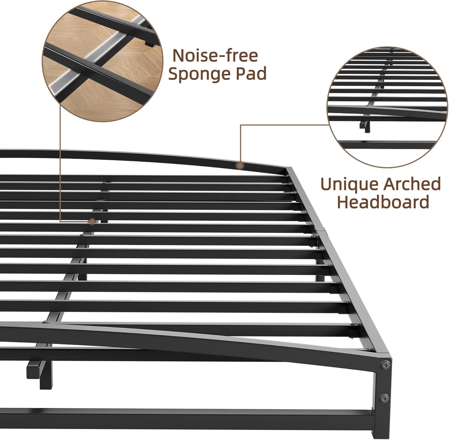 Low Profile King Bed Frame, 6 Inch Heavy Duty Metal King Size Platform Bed Frame, Mattress Foundation with Steel Slat Support, No Box Spring Needed, Easy Assembly, Black