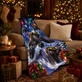 thumbnail image 3 of Printed Flannel Throw Blanket with Christmas Monster Trucks and Snowy Village, 3 of 9