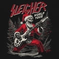 thumbnail image 3 of Sleigher World Tour Women's V-Neck T-shirt Santa Claus Skeleton Rock and Roll Legend Guitar Band Christmas Tree Xmas Tee, 3 of 7