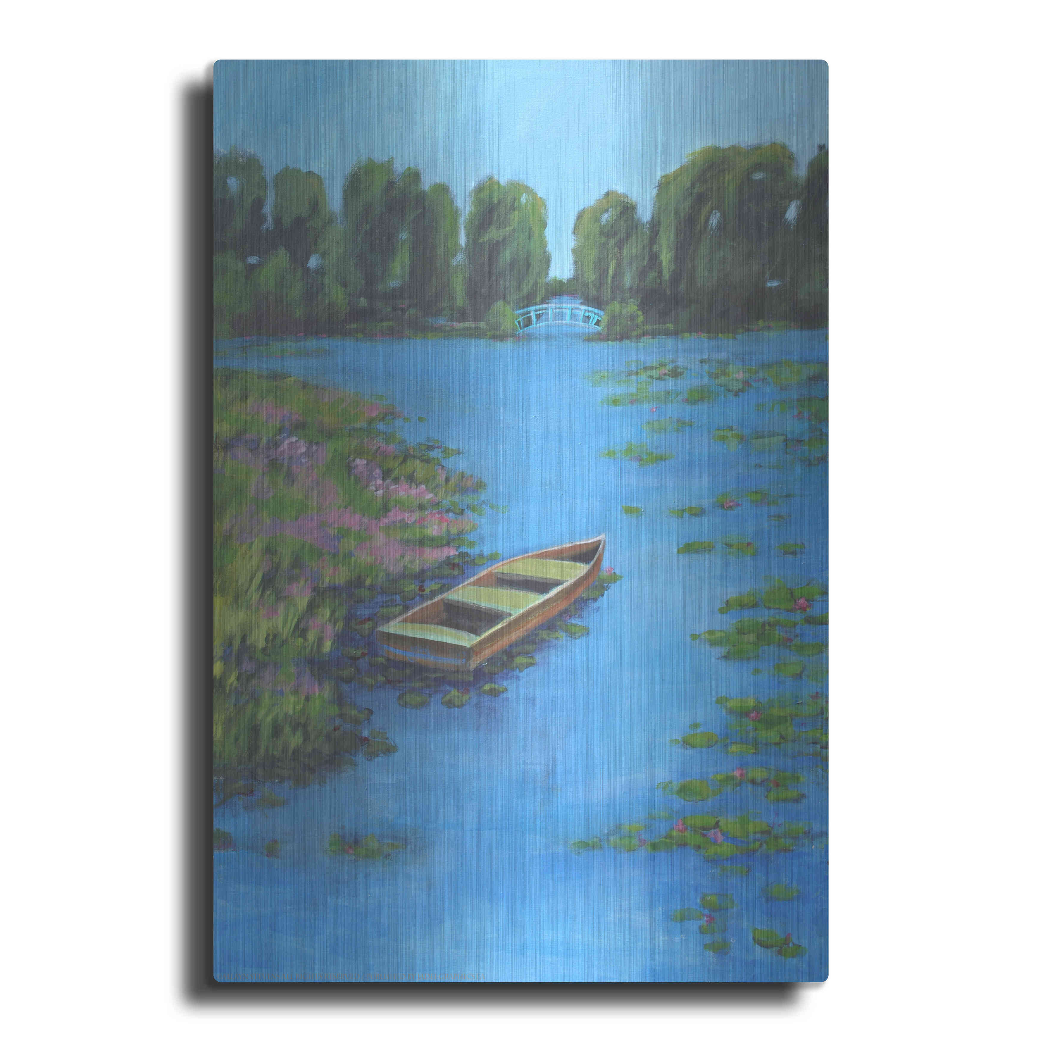 Luxe Metal Art 'Boat Pond' by Jadei Graphics, Metal Wall Art, 24"x36"