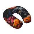 thumbnail image 2 of KLL Colorful Floral Black Dog Pattern Memory Foam Cervical Neck Pillow Versatile U-Shaped Pillows for Home/Office/Camping/Travelling/Soft Washable Cover, 2 of 8