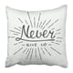 thumbnail image 1 of ABPHQTO Dibujado con diseño Never Give Up Vintage Lettering Sun Hipster Scribble Psychology Sport Label Funda de almohada Funda de cojín 50x50 cm, 1 of 1