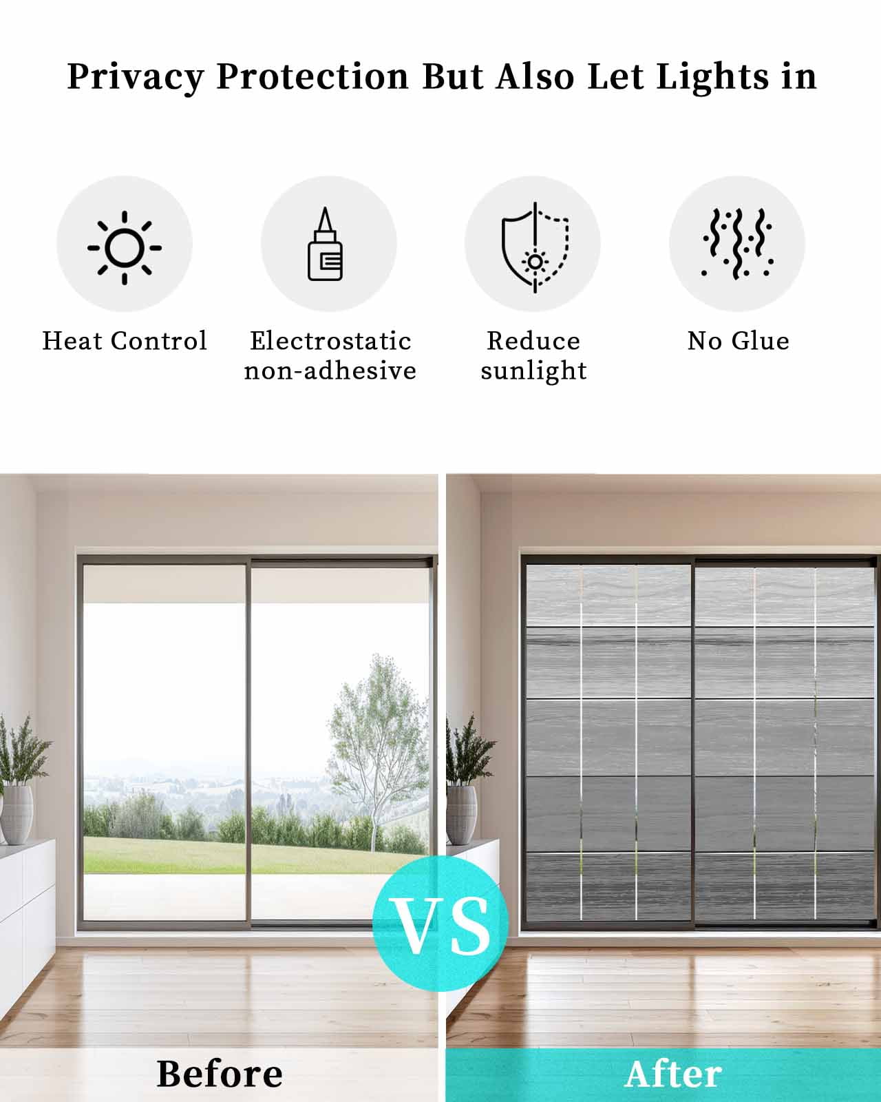 Grey Ombre Wooden Window Privacy Film Stained Glass Window Film Decorative Windows Cover Static Windows Cling for Glass Door Farmhouse Retro Gray Wood Gradient Stickers for Bathroom 35.4"x78.7"