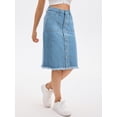 thumbnail image 2 of DARING DIVA Women's Denim Raw Hem Button Down Pencil Skirts X-Large Light Blue, 2 of 7