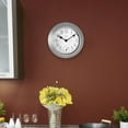 thumbnail image 4 of Equity 8 Inch Indoor/Outdoor Basics Quartz Analog Wall Clock with Temperature, Metallic Silver, 29007, 4 of 4