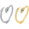 thumbnail image 1 of (Paquete de 2) (D) Anillos abiertos de serpiente vintage Anillo de dedo índice de cruz de cristal Anillos ajustables sonrientes Anillo de pintail Joyería Regalos para mujeres y niñas, 1 of 5
