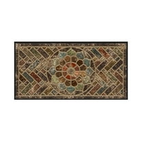 Mainstays Stone Estate Low Pile Moisture Absorbent Polyester Rubber Backed Floral Indoor/Outdoor Doormat, Multi, 24" x 48"