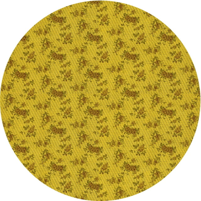 Ahgly Company Tapis Rond Lavable en Machine Intérieur Transitionnel Jaune Profond, 7 Pieds Rond