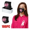 YZHM Women Breast Cancer Awareness Hope Ribbon Adult Disposable Face Masks Disposable 3-Layer Mask