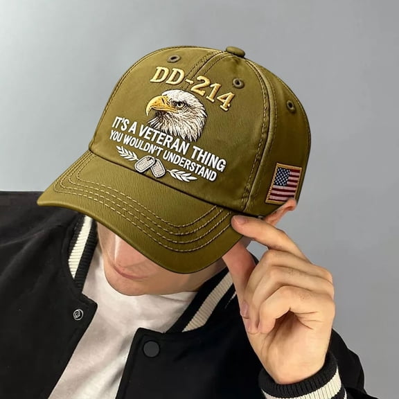 Veteran Hats for Men,Baseball Cap,214 This Is A Veterans' Matter Hat,U.S. Army 250th Anniversary Baseball Cap, Embroidered Military Cap, Adjustable Veteran's Cap, Dedicated(Green)