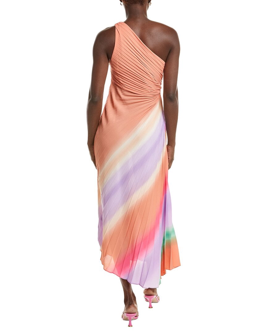 women's nicole miller keyhole pleat one-shoulder asymmetric hem midi dress One Shoulder Pleat Midi Dress (Women)