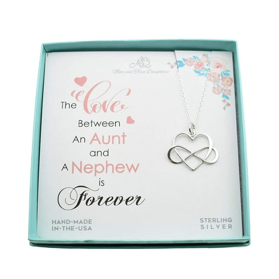 Aunt Infinity Heart Necklace in Sterling Silver from Nephew. Gift for Aunt. Gift from Nephew. Aunt Jewelry.