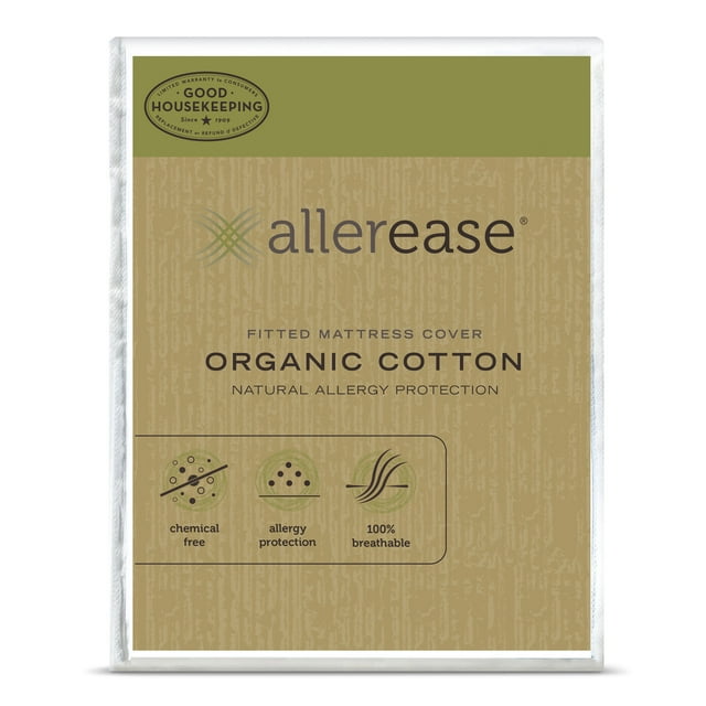 AllerEase Organic Cotton Cover Allergy Protection Mattress Cover, Twin