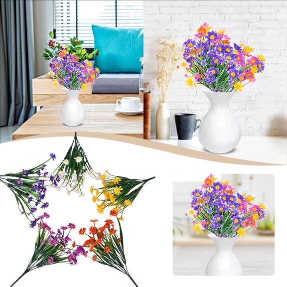 Cyenie Artificial Wildflower Stems, Plastic Flower Arrangements for Indoor and Outdoor Garden Decor, Realistic Fake Flowers for Home Office and Party Decorations, Weather Resistant, Hot Pink