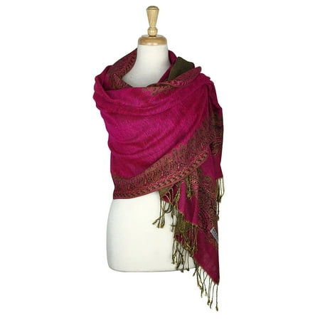 Layer Scarf - Paskmlna® Border Pattern Double Layered Reversible Woven Pashmina Shawl Scarf Wrap Stole #06