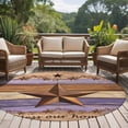 thumbnail image 4 of Western Texas Star Vintage Round Area Rug 6Ft Washable Circle Rugs for Bathroom Office, Retro Farmhouse Purple Brown Wooden Non-Slip Carpet Floor Mats Indoor Outdoor Carpet Runner Home Decor, 4 of 8