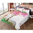 thumbnail image 4 of Spring Sheet Set, Spring Blossoming Tree and Dreaming Girl on Swing Chilhood Memories Watercolor Art, Fitted and Flat Sheet Pillowcases Bedding Accent 4 Piece Set, Calking, Multicolor, by Ambesonne, 4 of 5