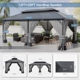 thumbnail image 2 of ASJMR 12x20 FT Hardtop Gazebo Double Roof with Metal Frame,Outdoor Pavilion with Curtains and Nettings,Garden Tent For Courtyards Backyards Decks Grass,Gray, 2 of 8