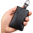 thumbnail image 4 of Leather Car Key Case Protector Bag Auto Key Pouch Car Remote Holder Hook Zipper Cover Black Key Wallet Keychain, 4 of 4