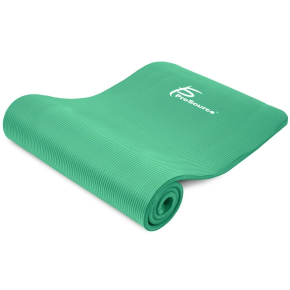 Prosource Premium 1/2-Inch Extra Thick 71-Inch Long High Density Exercise Yoga Mat with Comfort Foam and Carrying Straps, Green