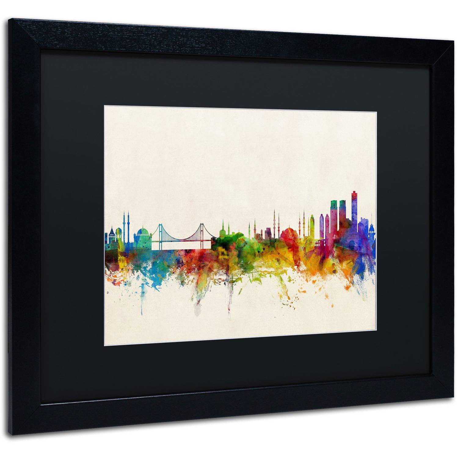 Trademark Fine Art 'Istanbul Turkey Skyline' Canvas Art by Michael Tompsett, Black Matte, Black Frame