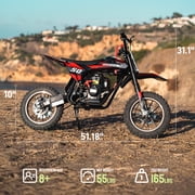 HOVERHEART Gas Dirt Bike,40cc 4-Stroke Gas Powered Kids Off Road Motorcycle for Teens&Adults,25Mph,165Lbs Capacity,RED