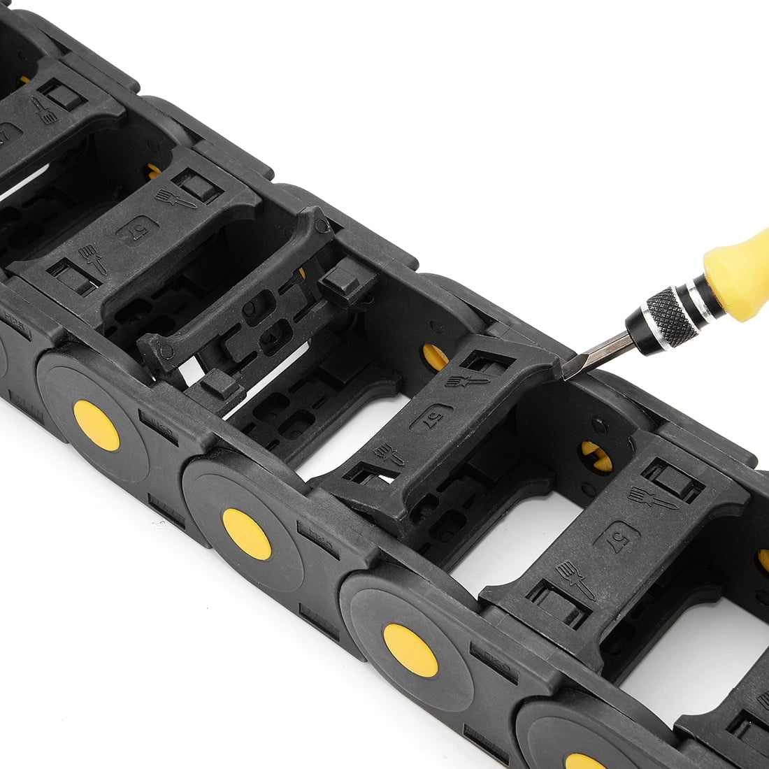 R55 25mm x 57mm Black Plastic Open Type Cable Drag Chain Wire Carrier 1M Length
