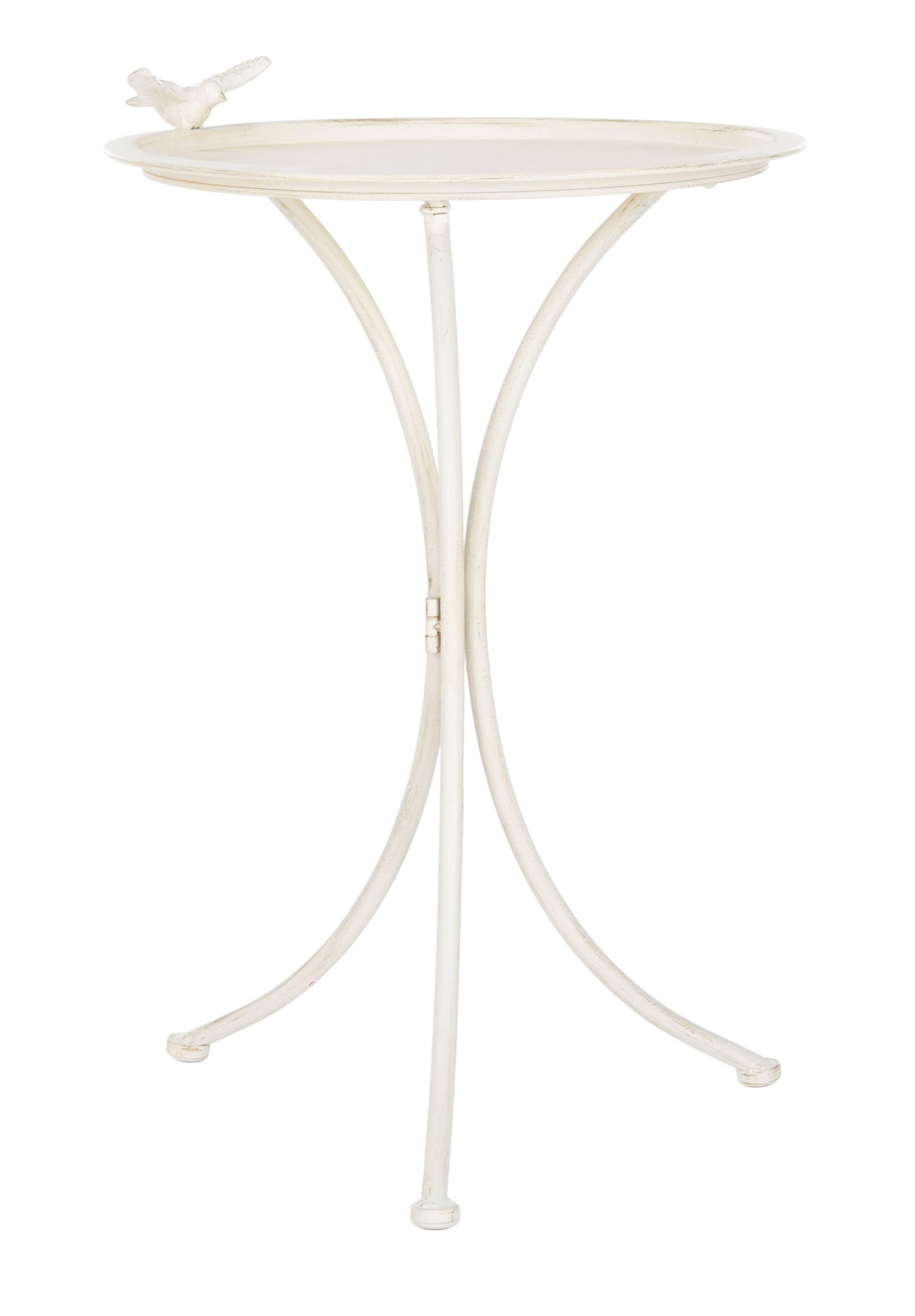 SAFAVIEH Kensi Solid Rustic Outdoor Patio Bird Bath, Pearl White