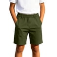 thumbnail image 2 of DJDLJWCJ Boys School Uniform Shorts with Pocket Solid Color Elastic Waist Athletic Shorts for Boys Summer Shorts Army Green Size 13, 2 of 10