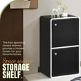 thumbnail image 4 of ZYPPP Dothan Wood 2-Cubed Closed Bookcase - Storage Shelf Organizer Bookshelf (Black), 4 of 8