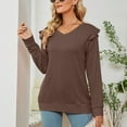 thumbnail image 6 of gakvbuo Fall Women Casual Solid Long Sleeve Ruffles Hoodie V-Neck T-Shirt Blouse, 6 of 6