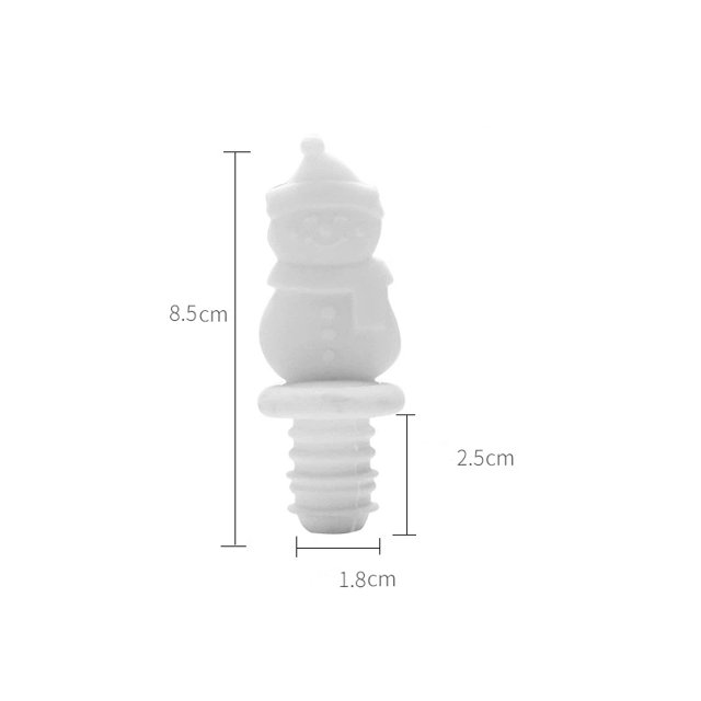 5 Pcs Creative plastic three-dimensional silicone wine stopper, food grade multi-color sealed mouth, beer preservation stopper, wine bottle stopper - Snowman
