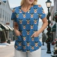 thumbnail image 2 of Towmus Christmas Scrub Tops Women Plus Size Fashion Casual Dressy Blouses Xmas Print Shirt Nurse Uniforms with Pockets S-3XL, 2 of 5