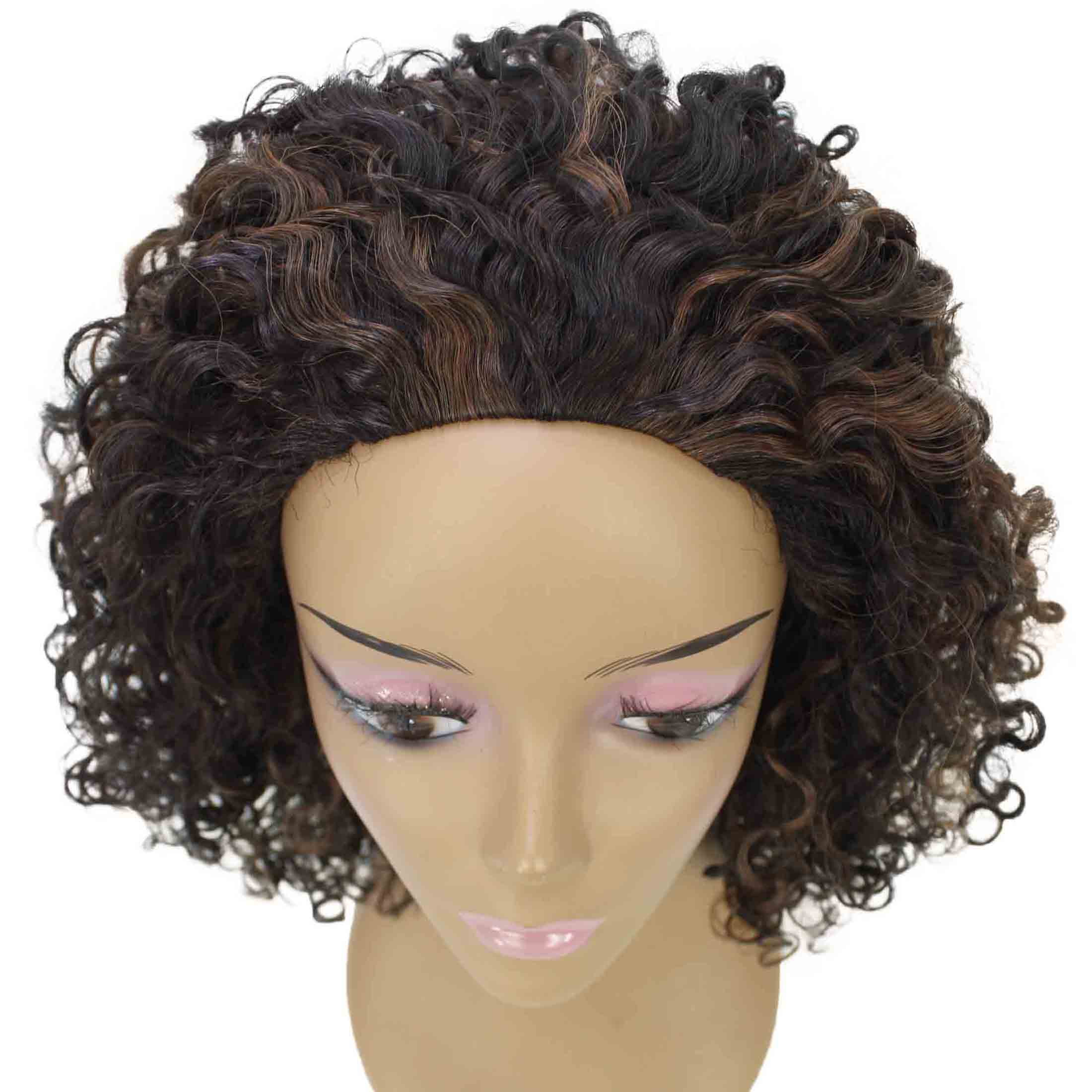 LUXLUXE Tatiana Curly Body Waves 15 in Long Half Wig Half Cap Wig, Mix Human Hair and Synthetic Fibers,