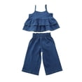 thumbnail image 3 of Kiapeise Toddler Girls Denim Clothes Summer Ruffle Sleeveless Tank + Long Jeans, 3 of 8