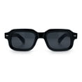 thumbnail image 6 of Urban Hipster Narrow Rectangle Horn Rim Plastic Retro Sunglasses All Black, 6 of 8
