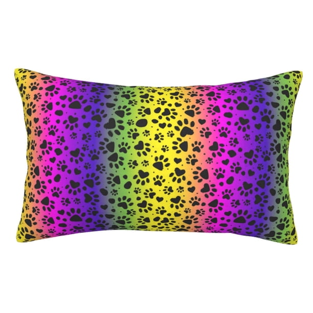 Balery Animal Paw Rainbow Funda de Cojín Estampada, Regalos para Mujeres, Regalos de Amor para Ella, Regalos para Novia o Esposa, Funda de Almohada-20"x30"
