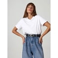 thumbnail image 3 of Camiseta de verano 100 % algodón para mujer de Bornladies, básica, moderna, lisa, de manga corta, holgada, 230 g/㎡, 3 of 4