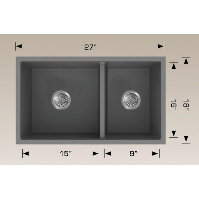 American Imaginations 27 pouces. W Évier de cuisine à café approuvé CSA avec 2 bolsAI-34614