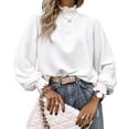 thumbnail image 4 of Top Informal Para Mujer, Top Transpirable De Manga Larga De Color Puro Para Mujer A La Moda Para Citas ANGGREK M blanco, 4 of 6