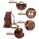 thumbnail image 4 of Mochila de cuero para mujer, diseño multiusos, convertible, bolso de hombro, bolso de viaje, color marrón, 4 of 5