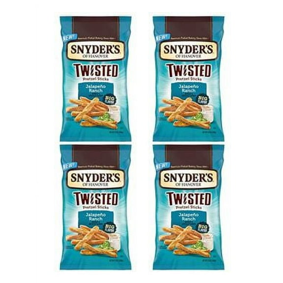 Snyder's of Hanover, Jalapeno Ranch Twisted Pretzel Sticks, 12 Oz Bag (Pack of 4)