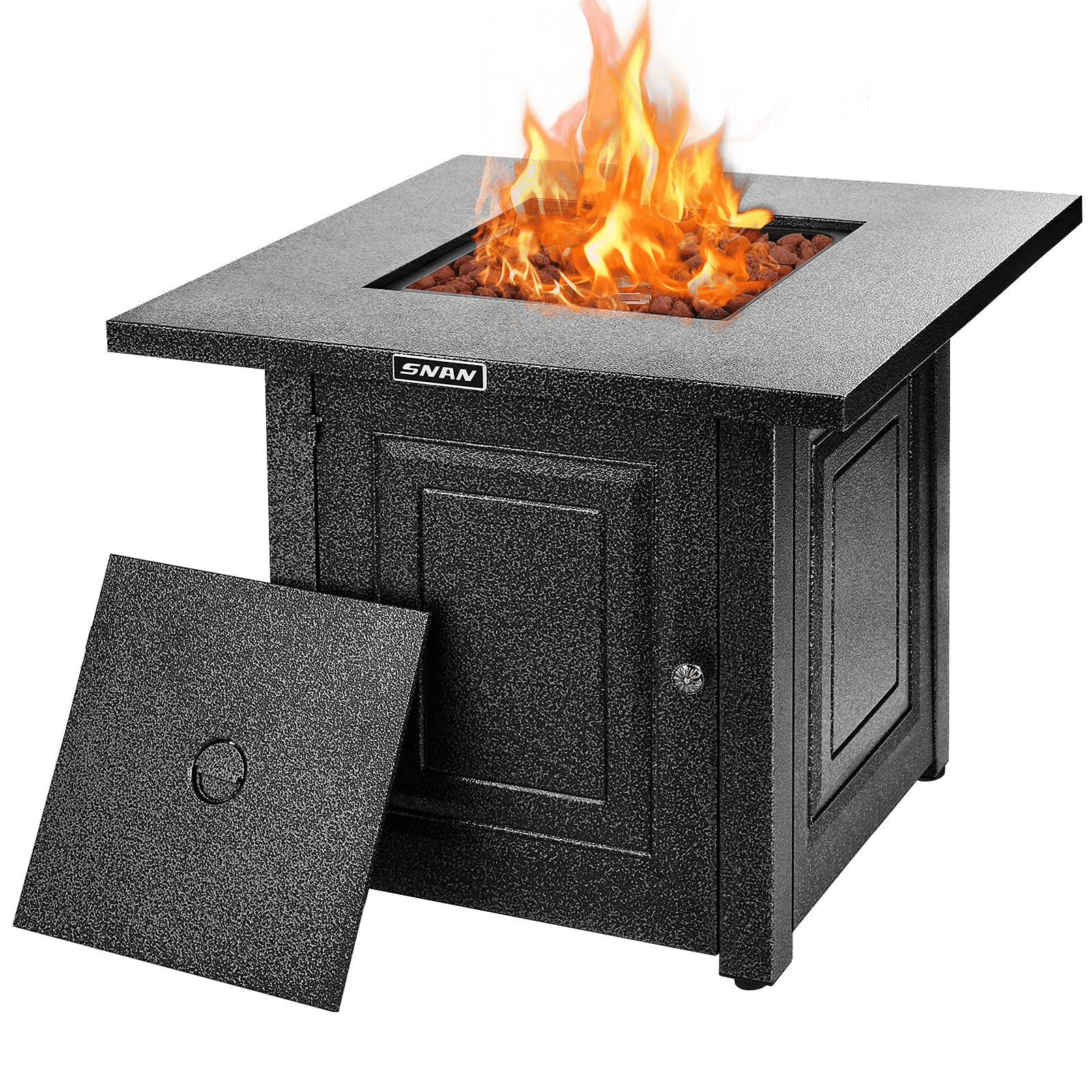 Outdoor Propane Fire Pit Patio Heater Gas Table 28" Square Fireplace Lava rock 